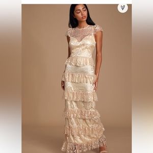 Lulu's "Lovely Daydreamer" Lace
Tiered Maxi Dress